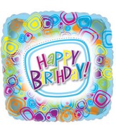17" Groovy Happy Birthday Square Packaged