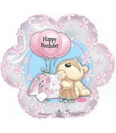18" Fizzy Moon Happy Birthday Day Pink Flower Balloon