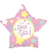 17" It's a Baby Girl Many Stars Packaged Balloon