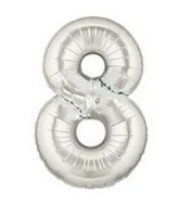 40" Megaloon Large Number Balloon 8 Silver