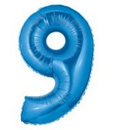 40" Large Number Balloon 9 Blue