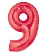40" Large Number Balloon 9 Red