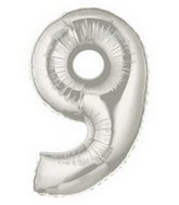 40" Megaloon Large Number Balloon 9 Silver