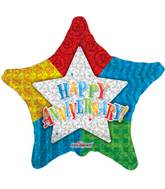 9" Airfill Only Anniversary Patterned Star Balloon