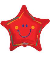 18" Red Smiley Star Balloon