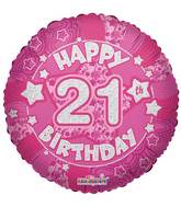18" Holographic Pink Happy 21st Birthday Balloon