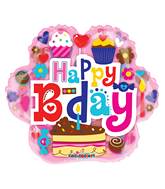 9" Airfill Only B-Day Flower Clear View Balloon