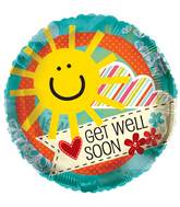 18" Get Well Sun Clear View Balloon