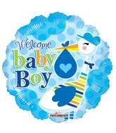 9" Airfill Only Baby Boy Stork Balloon