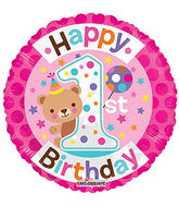 18" 1st Birthday Girl balloons