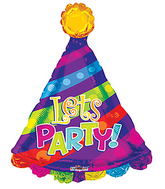 28" Let'S Party! Party Hat Shape balloons