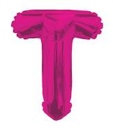 14" Airfill with Valve Only Letter T Hot Pink Balloon