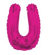 14" Airfill with Valve Only Letter U Hot Pink Balloon