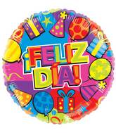 18" Feliz Dia Festivo Gellibean Balloon (Spanish)