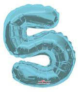 14" Airfill with Valve Only Number 5 Light Blue Balloon