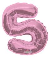 14" Airfill with Valve Only Number 5 Light Pink Balloon
