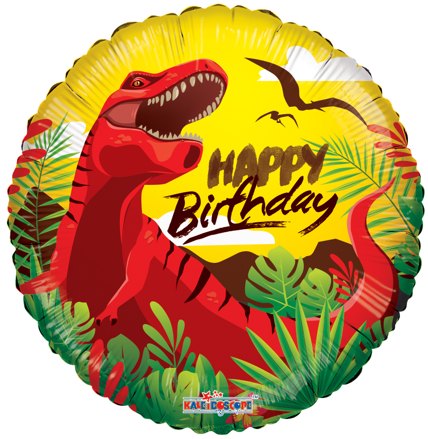 18" Happy Birthday Dinosaur Balloon