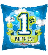 18" 1st Birthday Boy Balloons Gellibean Balloon
