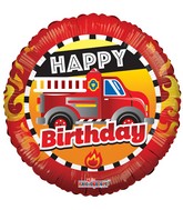 18" Birthday Fire Truck Balloon