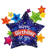 36" Happy Birthday Many Stars Balloon