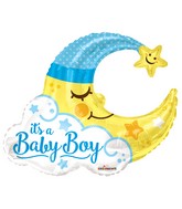 36" Baby Boy Moon Shape Gellibean Balloon