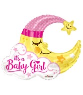 36" Baby Girl Moon Shape Gellibean Balloon