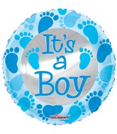 9" Airfill Only Baby Blue Foot Prints Balloon