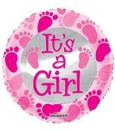 9" Airfill Only Baby Pink Foot Prints Balloon