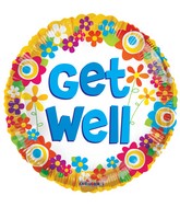18" Get Well Colorful Daisies Balloon