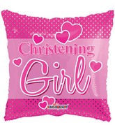 18" Christening Girl Dots Balloon