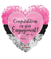 18" Engagement Pink Heart Balloon