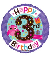18" 3rd Birthday Girl Balloon