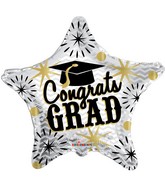 36" Congrats Grad Gold & Silver Balloon