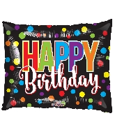 36" Rectangle Horizontal Birthday Dots Shape Balloon