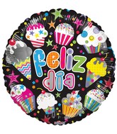 18" Feliz Dia Cupcakes Balloon (Spanish)