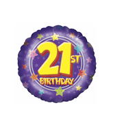 18" 21st Birthday Stars Balloon