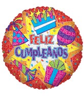 18" Feliz Cumpleanos Party Burst Balloon (Spanish)