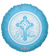 18" Baptism Balloon Cross Pastel Blue