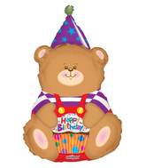 36" Birthday Bear With Cupcake Shape Balloon