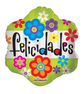 9" Airfill Felicidades Flores Balloon (Spanish)