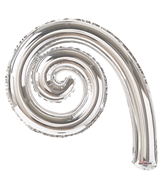 14" Airfill Only Kurly Spiral Silver Balloon