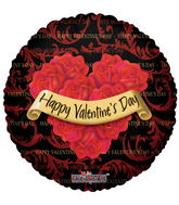 18" Happy Valentine's Day Balloon Roses Wreath Black