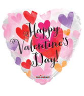 18" Happy Valentine's Day Watercolor Hearts