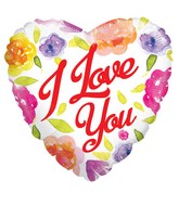 18" Watercolor Love Roses Non Foil Balloon