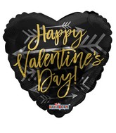 18" Happy Valentine's Day Gold With Arrow Foil Balloon