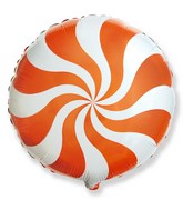 18" Round Candy Peppermint Swirl Orange Foil Balloon