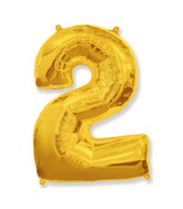 40" Shape Number 2 Gold Balloon