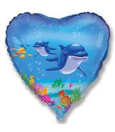 18" Happy Dolphin Mylar Balloon