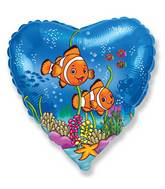 18" Clownfish Friend Heart Balloon