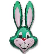 35" Bunny Rabbit Head Green Foil Balloon